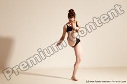 Underwear Martial art Woman White Moving poses Slim medium brown Dynamic poses Academic